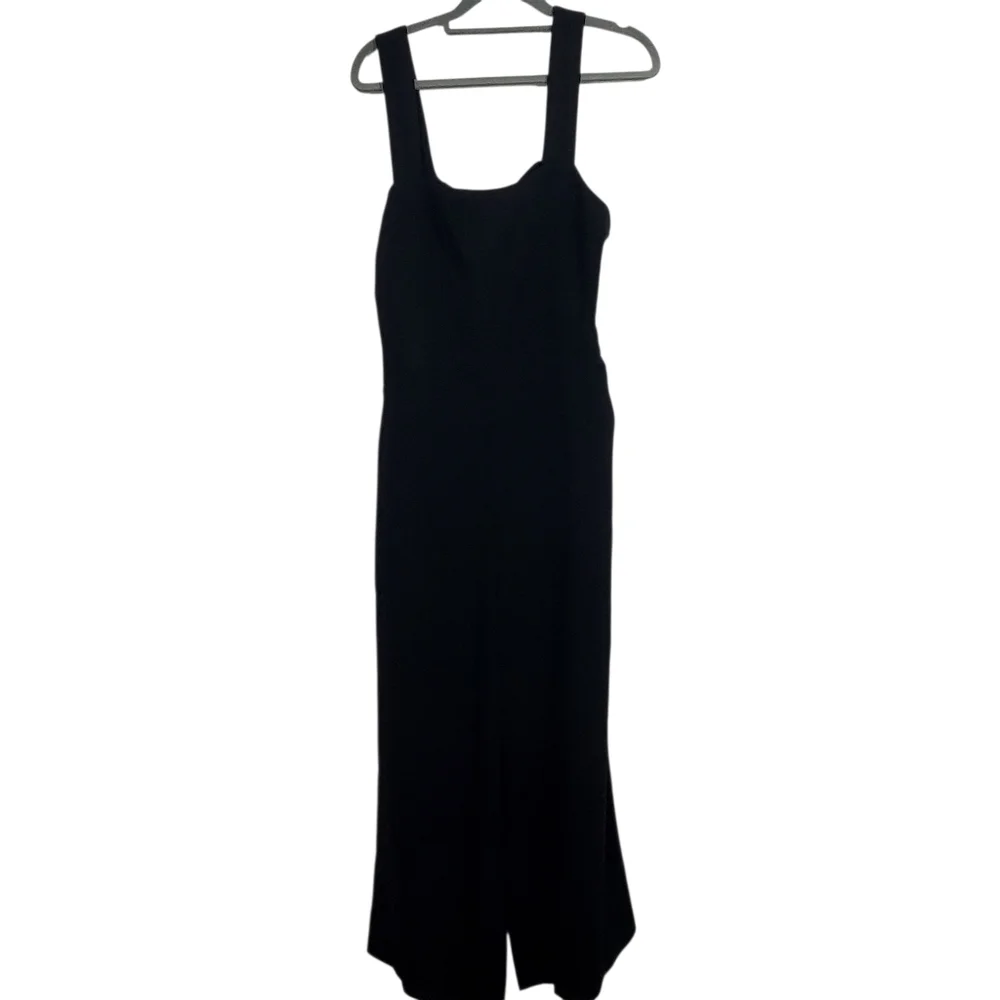 NWT Madewell Apron Bow Back Jumpsuit Black Size 10 Wide Leg Preppy Nautical